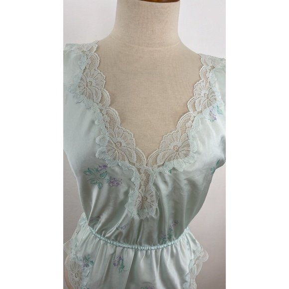 Vtg 80s 90s Miss Elaine Teddie Lingerie One Piece Deep V Neck Lace Teddy Sz M - Picture 11 of 12